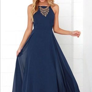 LULUS MYTHICAL KIND OF LOVE NAVY BLUE MAXI DRESS